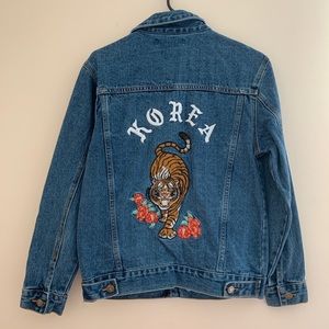 FOREVER 21 DENIM JACKET WITH KOREA EMBROIDERY